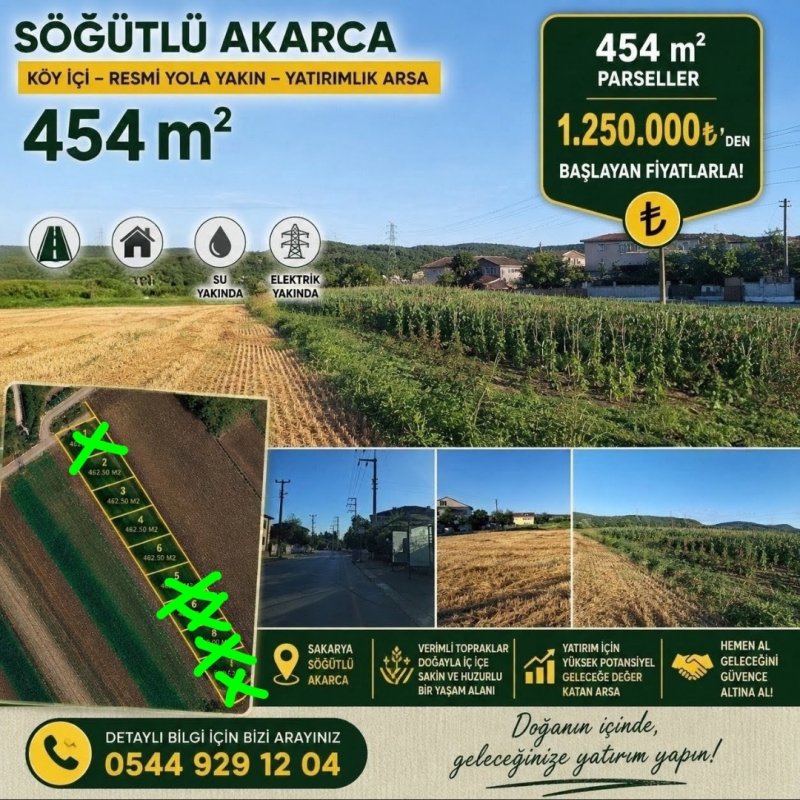 SÖĞÜTLÜ AKARCADA İMAR SINIRINDA TARLA