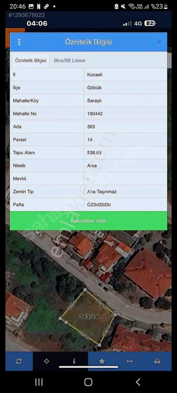 Sahibinden Sahibinden 538,63m2 Köşe Parsel