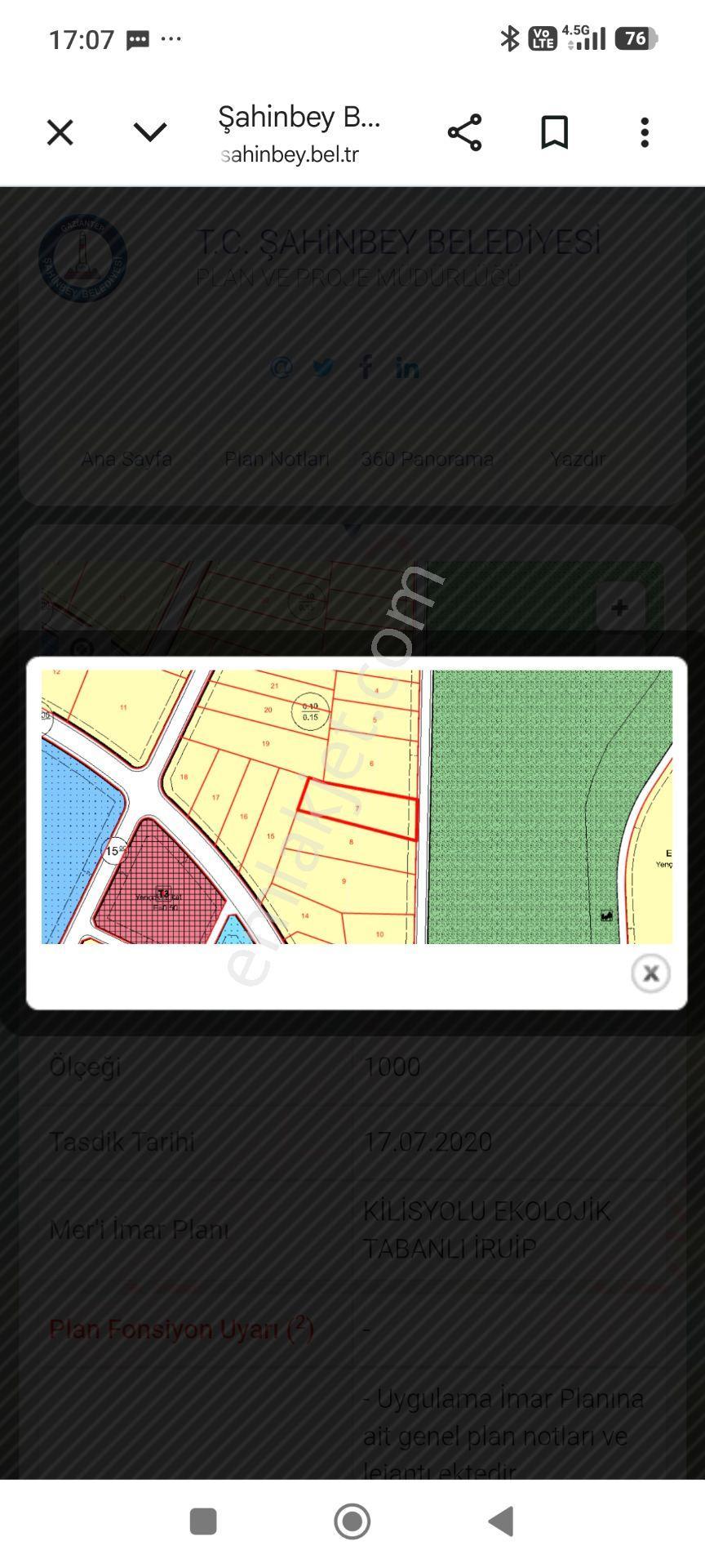 Sahibinden Şahinbey Selçuklu Mahallesi 2451 M² Villa İmarlı Arsa