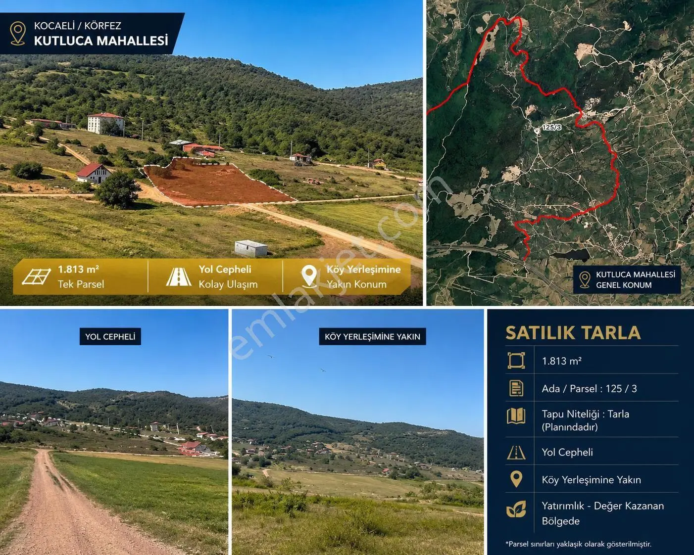 Sahibinden Satılık Yatırımlık Tarla Kocaeli / Körfez / Kutluca Mahallesi