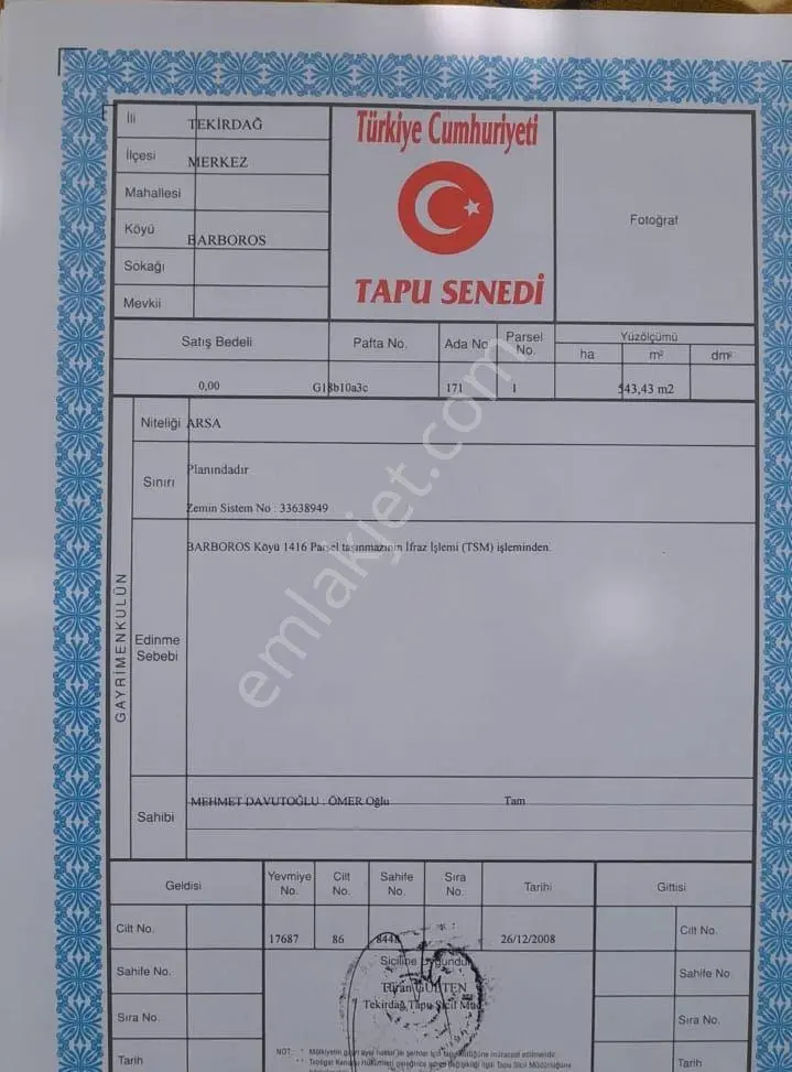 Sahibinden Deniz Manzaralı 5 Adet Parsel