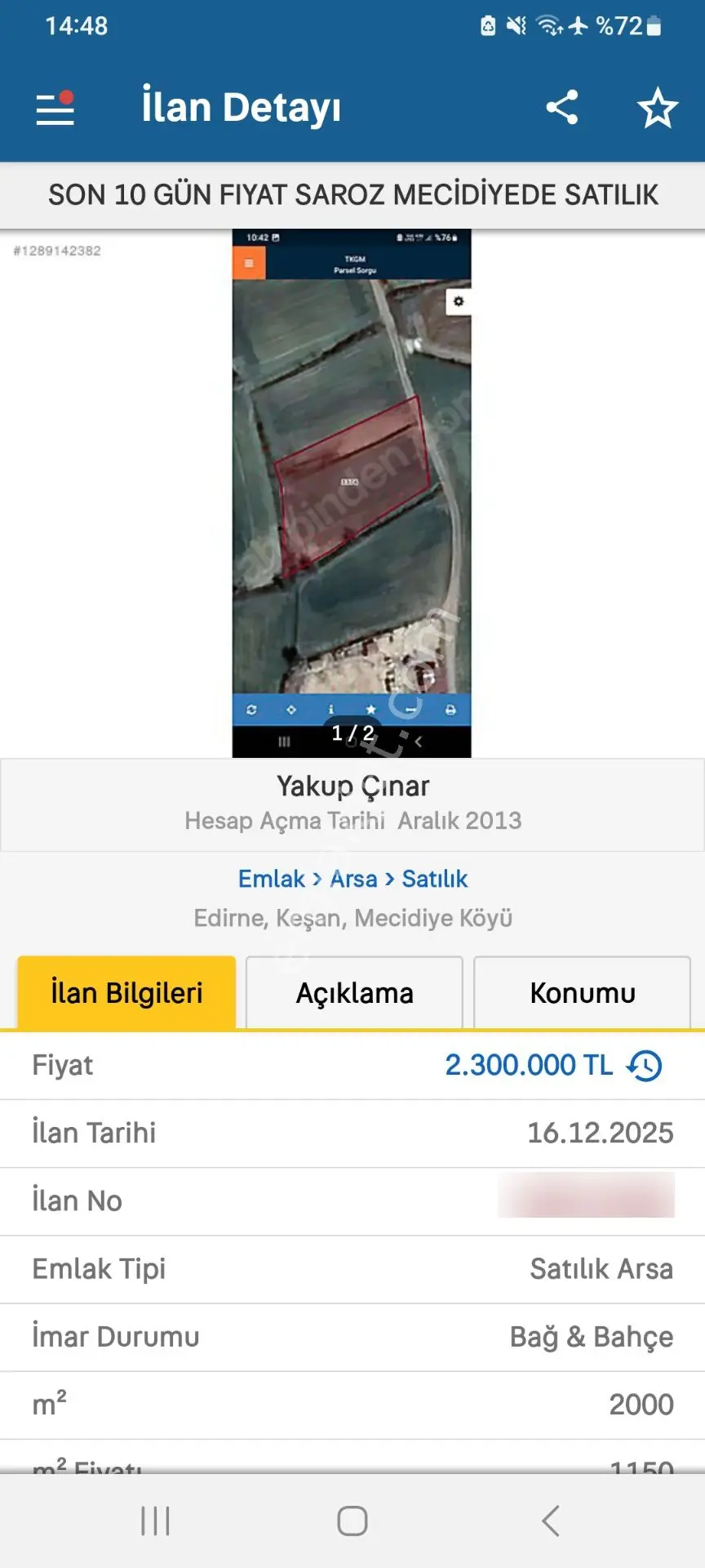 Sahibinden Keşan Mecidiye Saroz Da Satilik