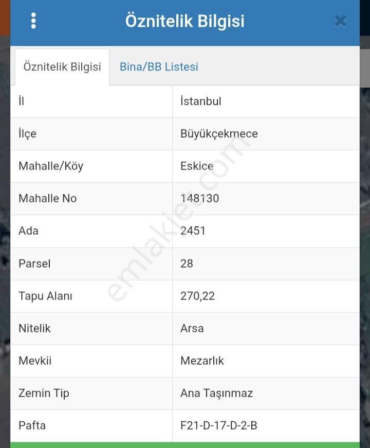 Sahibinden Büyükçekmece Eskice'de Satılık Müstakil Arsa