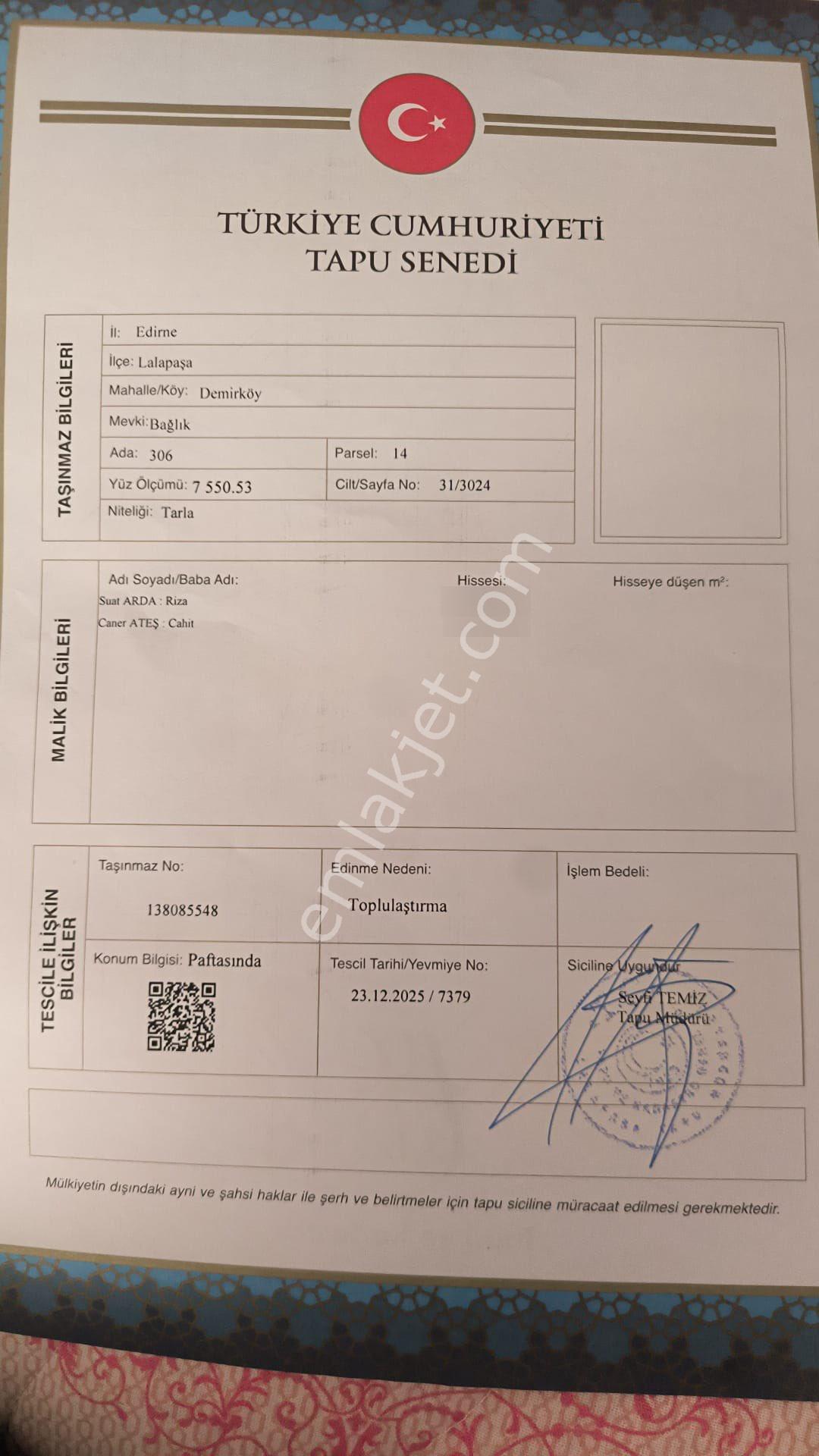 Sahibinden Avrupa Otoban Karşısı Prim Yapan Köy Yakını Fırsat Arazi