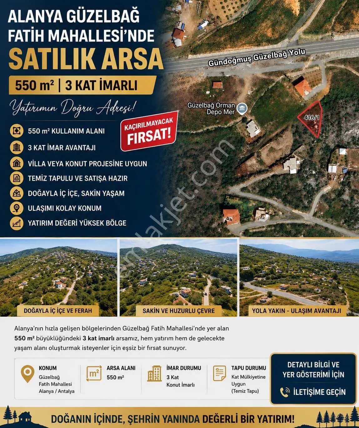 Sahibinden Sahibinden Alanya Güzelbağ Fatih Mahallesi'nde Satılık Arsa 550 M² |