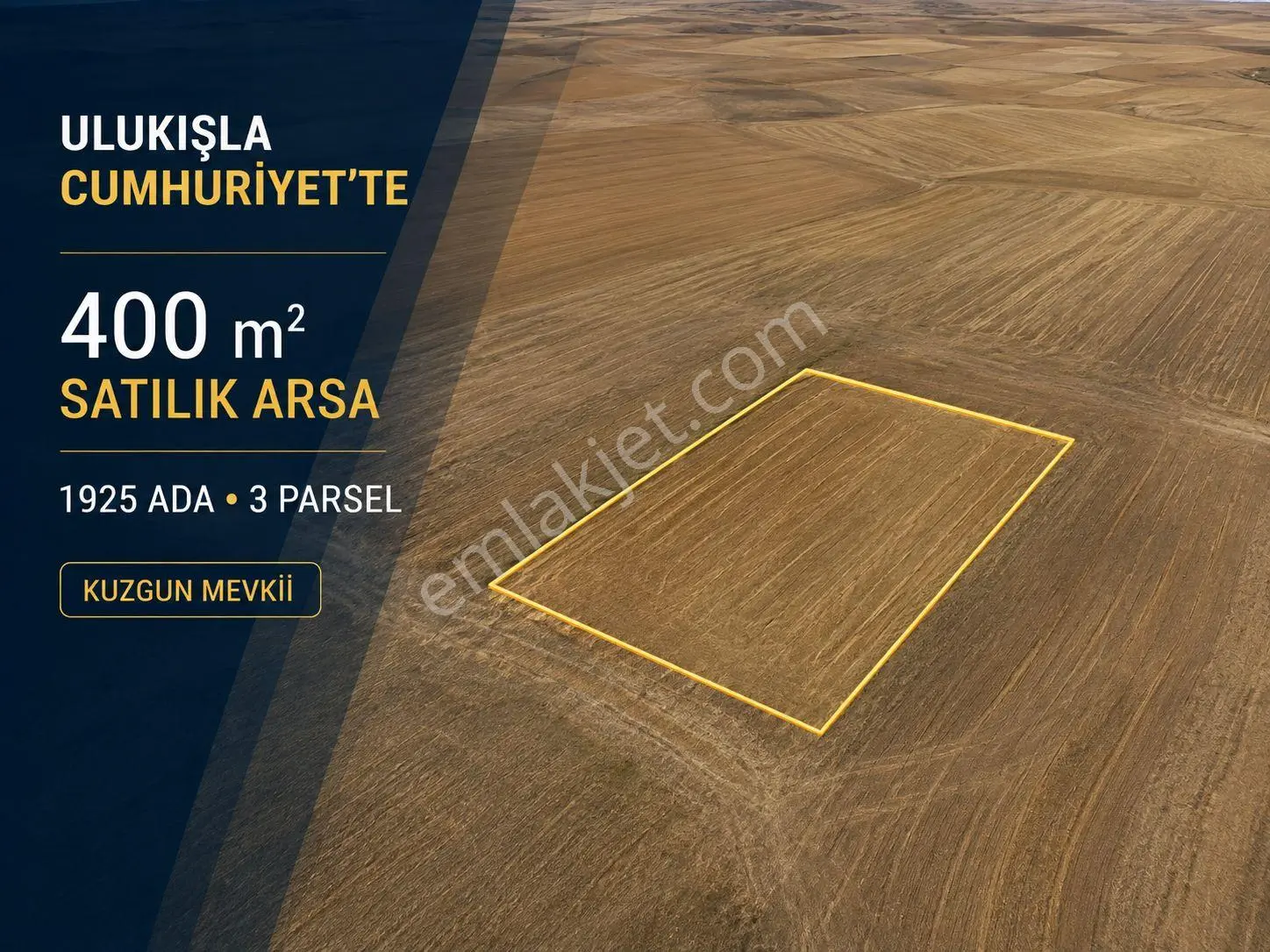 Sahibinden Ulukışla Cumhuriyet’te 400 M² Satılık Arsa | 1925 Ada 3 Parsel