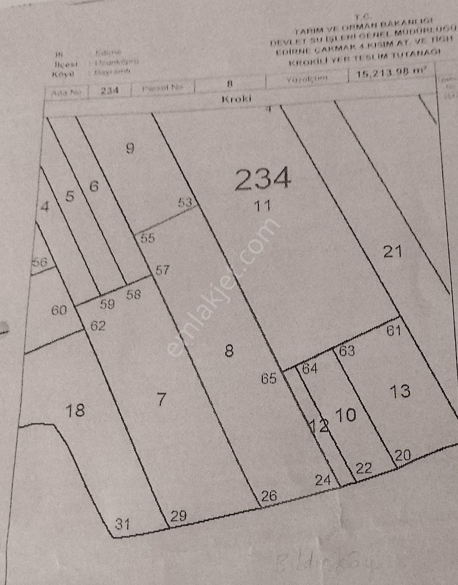 Sahibinden Edirneuzunköprübıldırköye Yakın 15.213.98 M2 Satılık Tarla