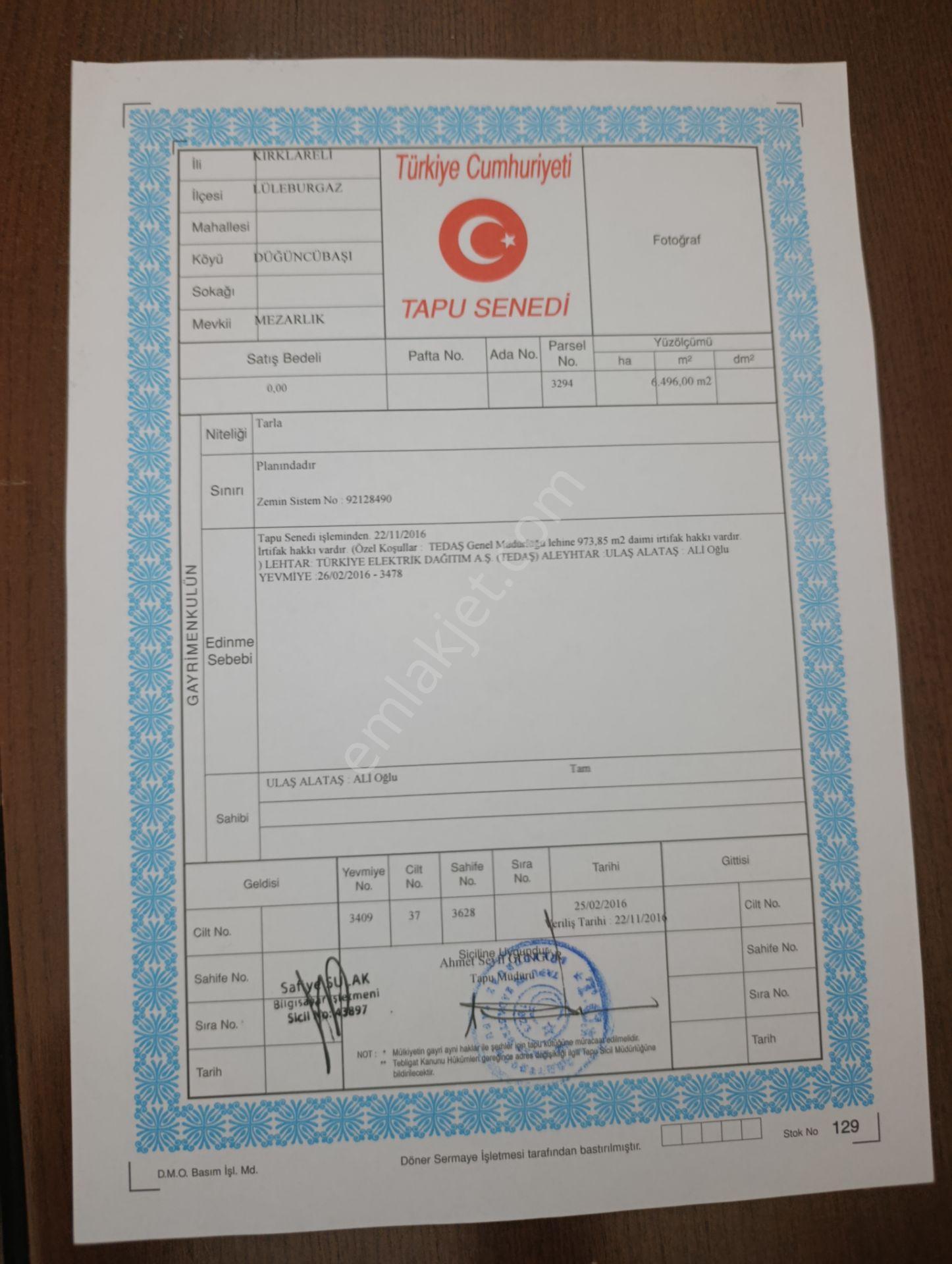 Sahibinden Düğüncübaşı Köyünde Asfalt Yol Cepheli Kaçırılmayacak Arazi