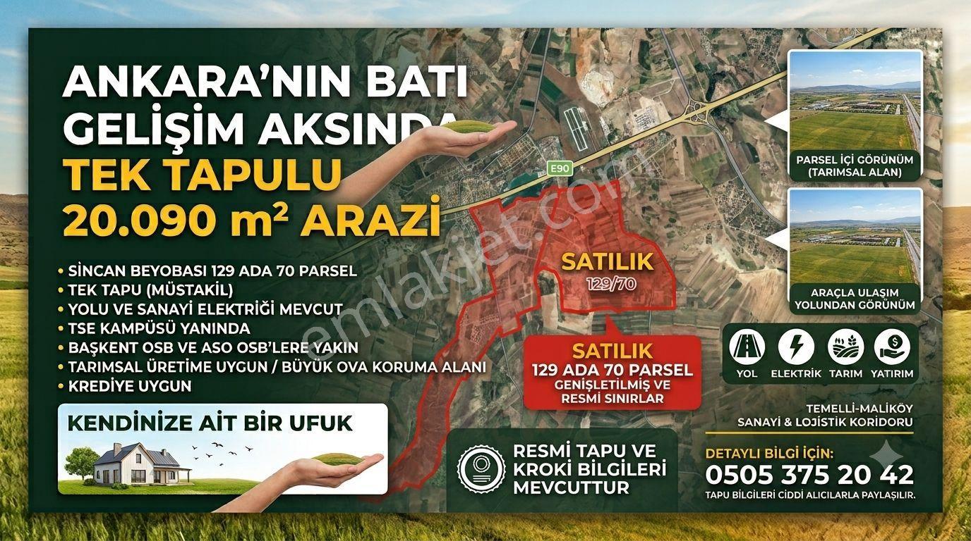 Sahibinden Sincan Temelli'de 20.090 M² Müstakil Tapulu Yatırımlık Tarla. Son Fiyat!  (fırsat Teklifi)