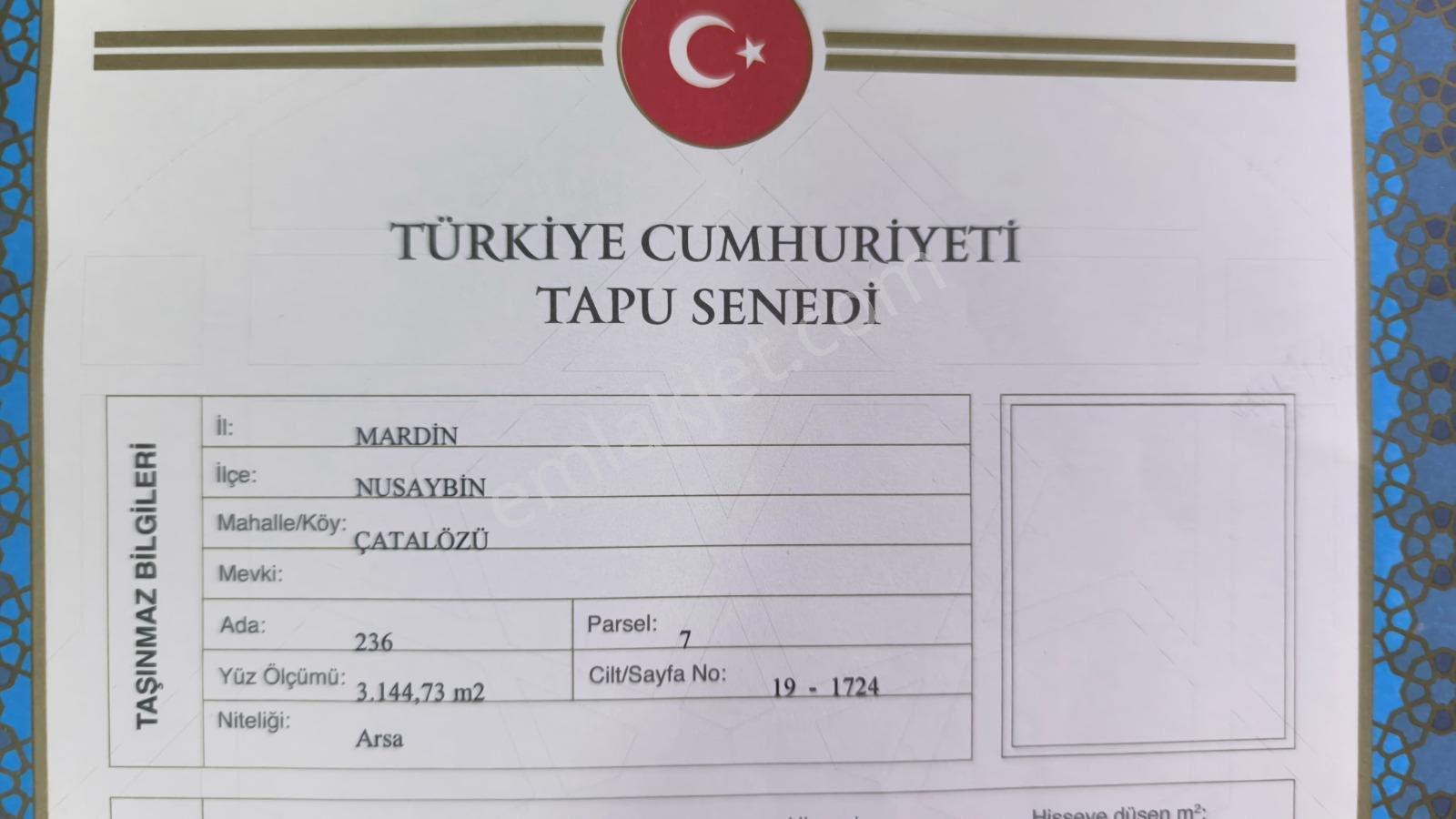 Sahibinden Mardin Nusaybin Çatalözü'nde Fırsat Yatırımlık İmarlı Arsa