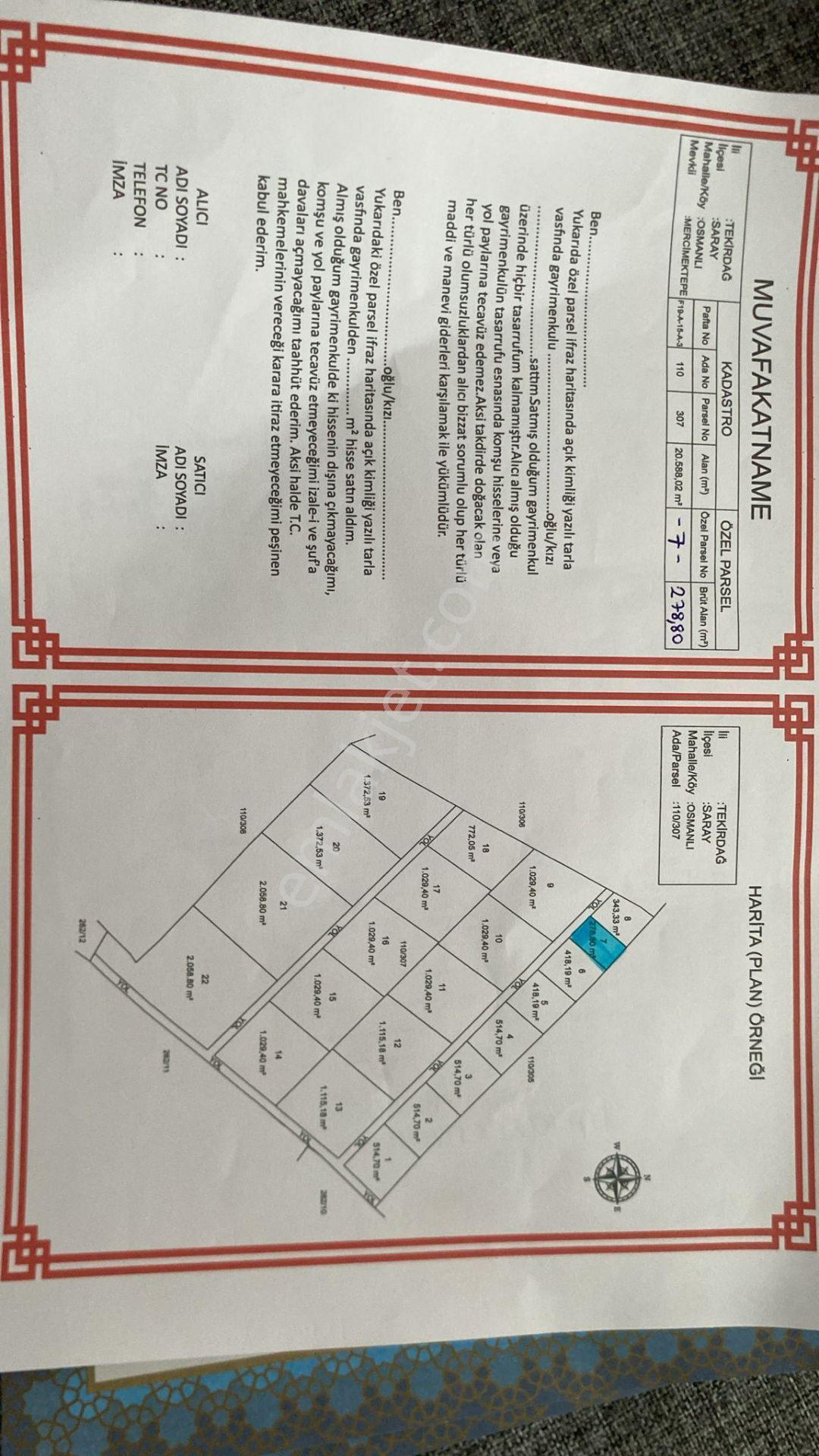 Sahibinden Saray Osmanlı Mahallesi'nde Satılık 630 M² Tarla