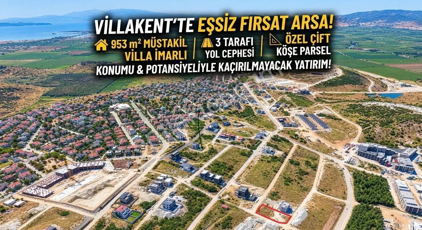 Sahibinden Villakentte 953m² Çift Köşe | 3 Tarafı Yol | 4 Villalık Arsa!!!