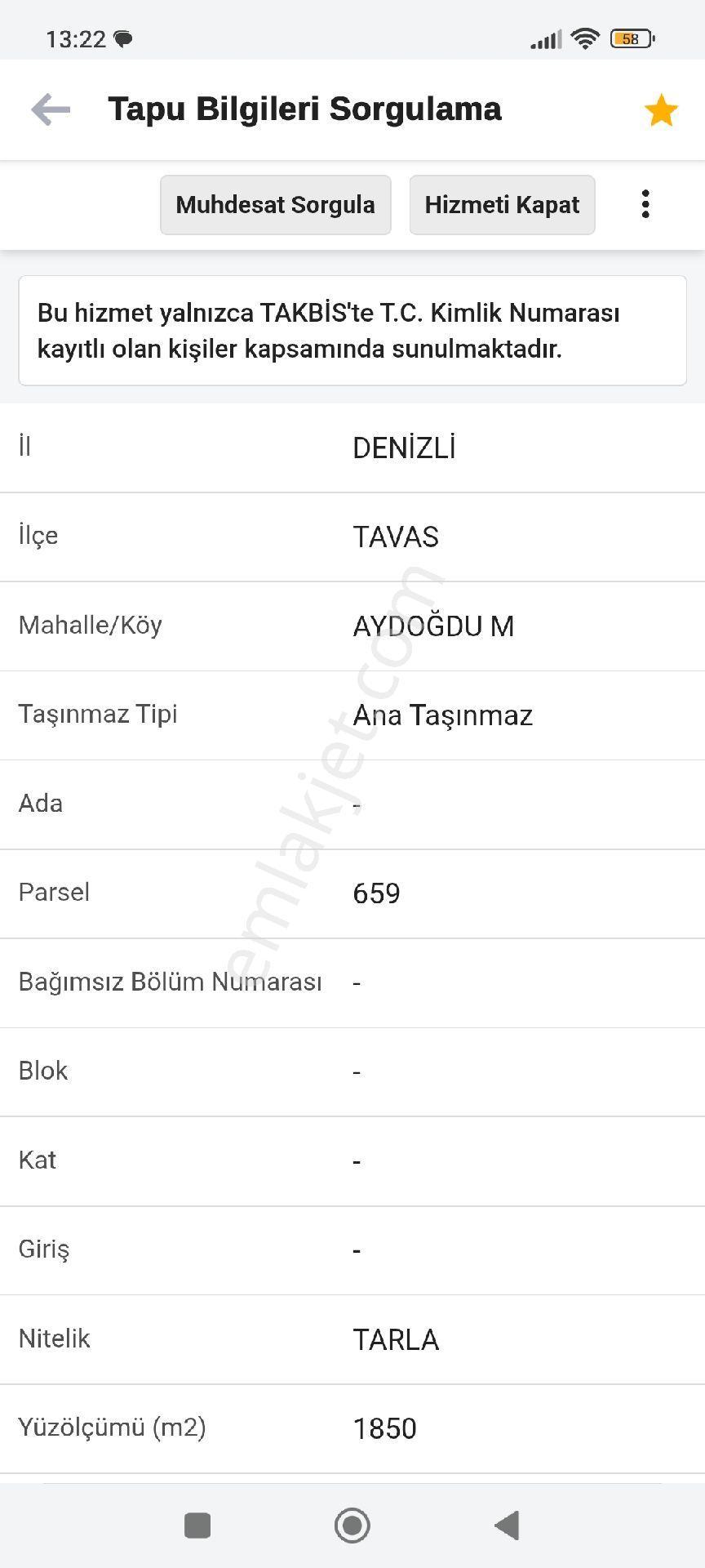 Sahibinden Tavas Aydoğdu'da Tarla