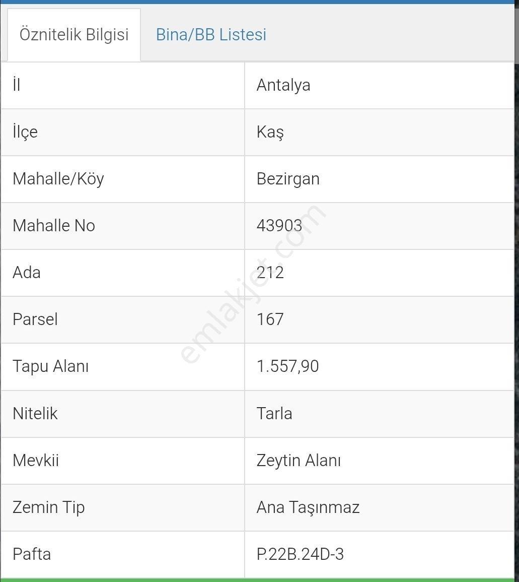Sahibinden Kaş Bezirgan'da Villa Bölgesine Yakın 1.558 M² Müstakil Tarla