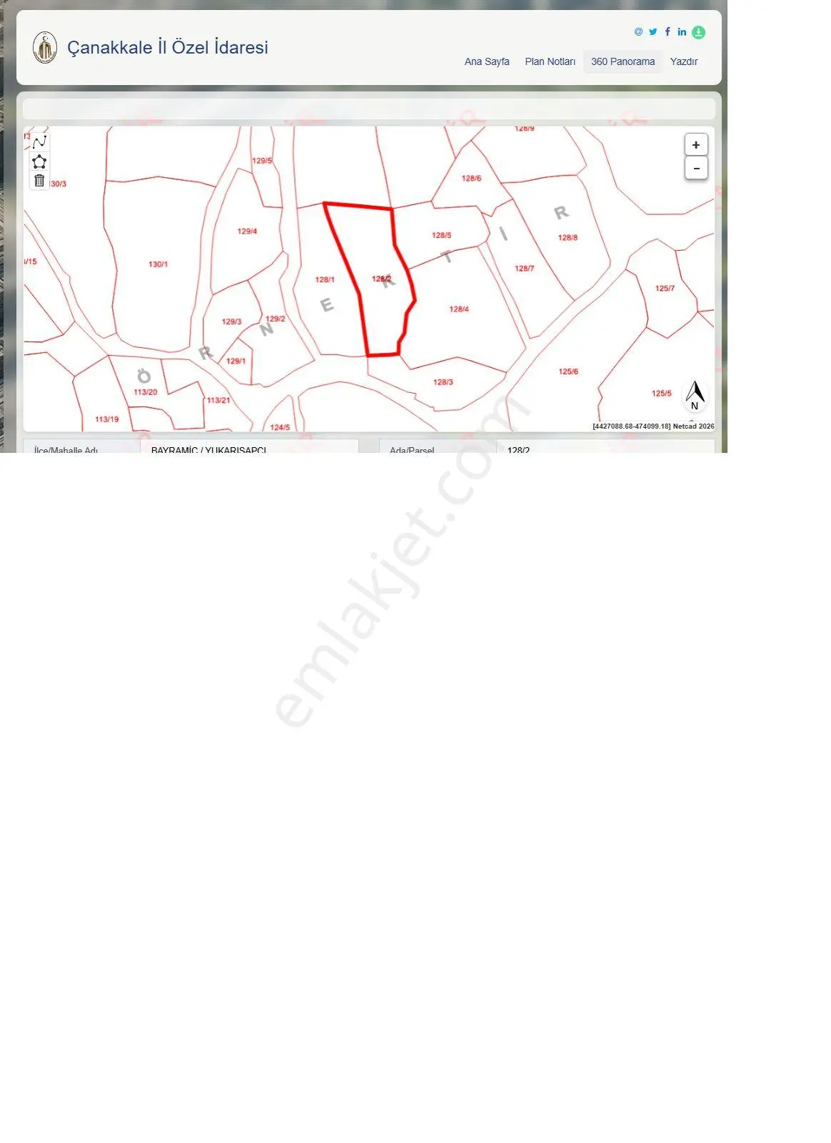 Sahibinden Bayramiç Yukarışapçı Köyü'nde Satılık 1385 M² Arazi