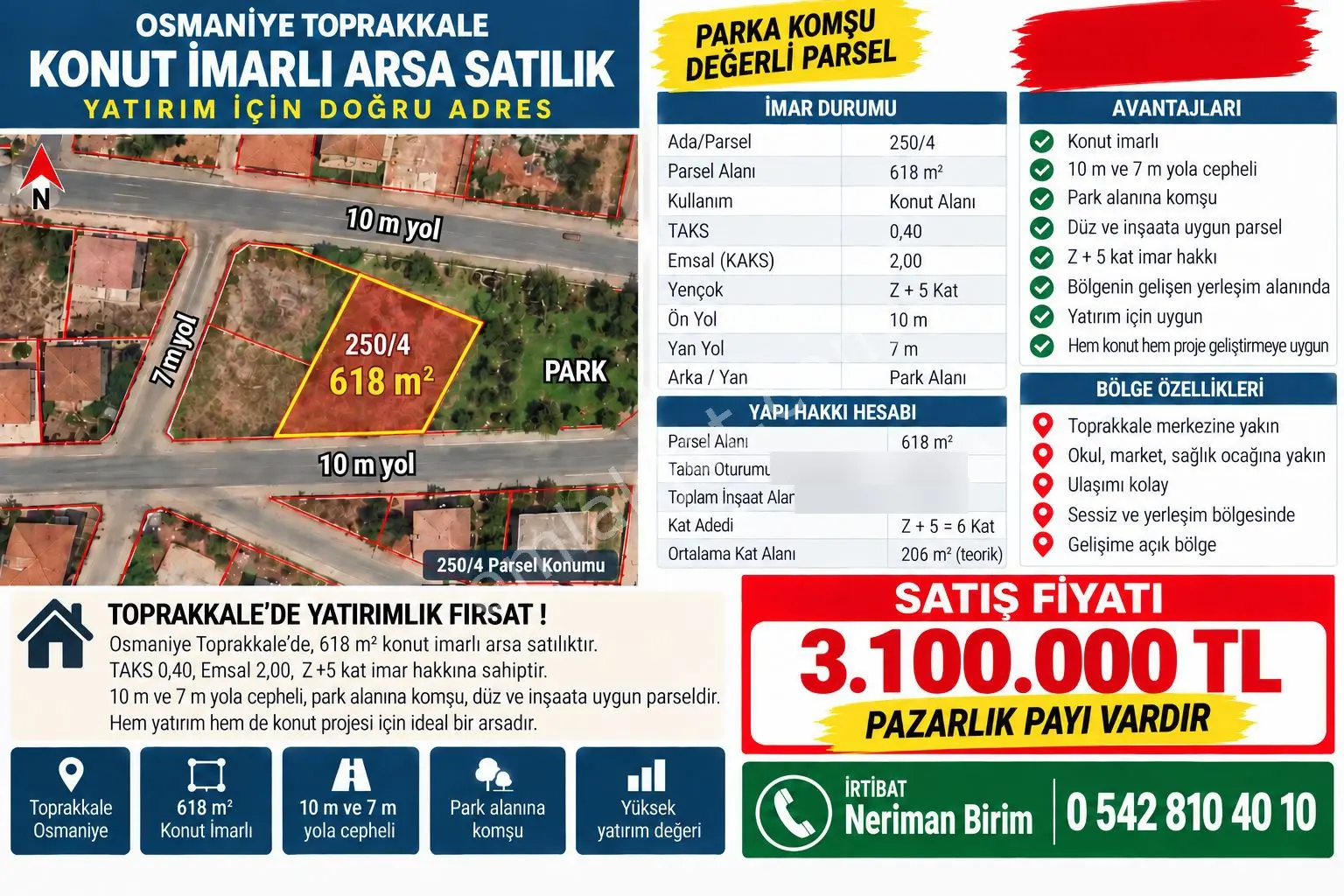 Osmaniye Toprakkale İlçesinde Karataş Mahallesi'nde Konut İmarlı Sahibinden Satılık Arsa