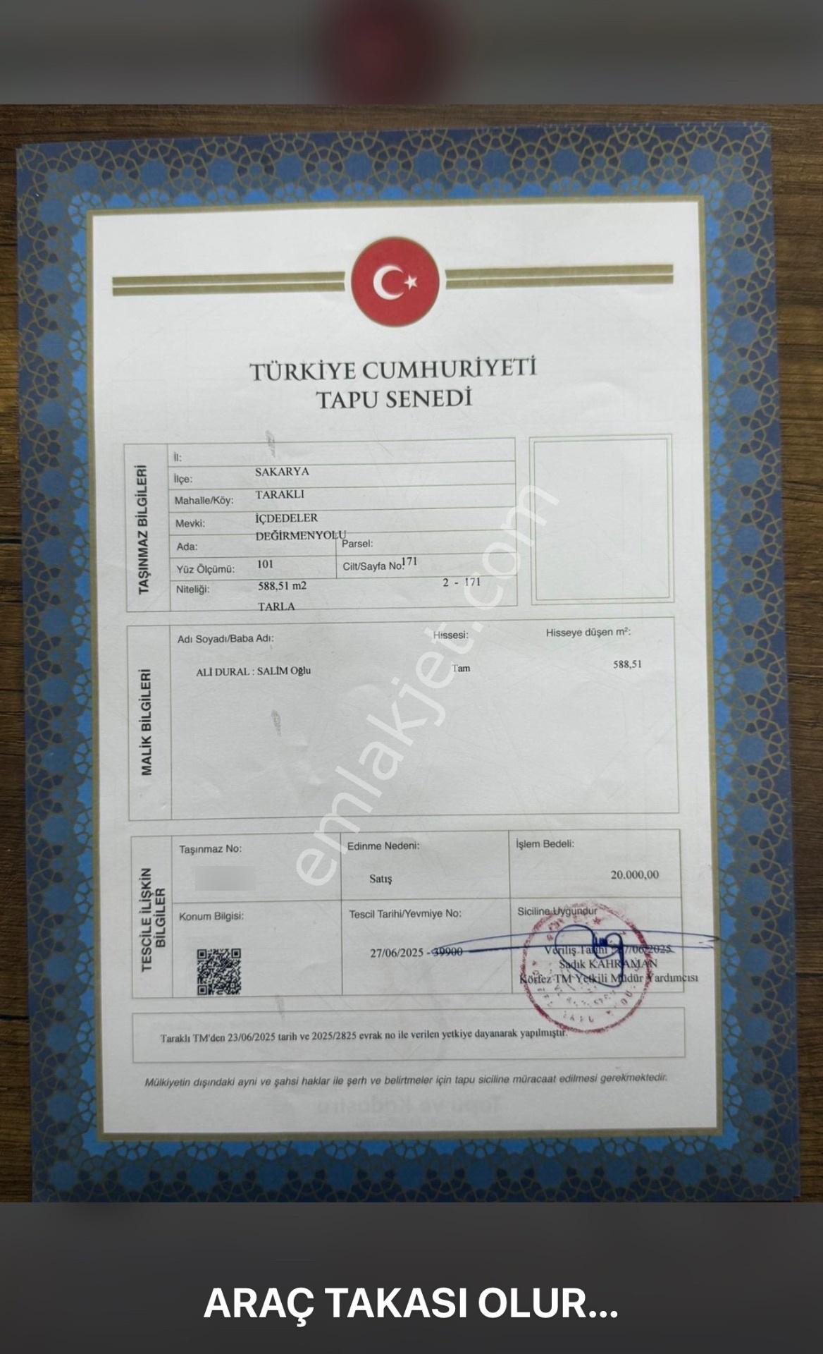 Sahibinden Sahibinden Çiftçiye Bağ Bahçeye Uygun Tarla
