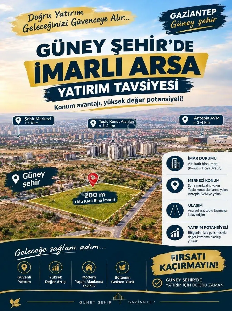 Sahibinden Geneyik Güneyşehir’de 200 M² 6 Kat İmarlı Konut Arsası – Yatırım Fırsatı!