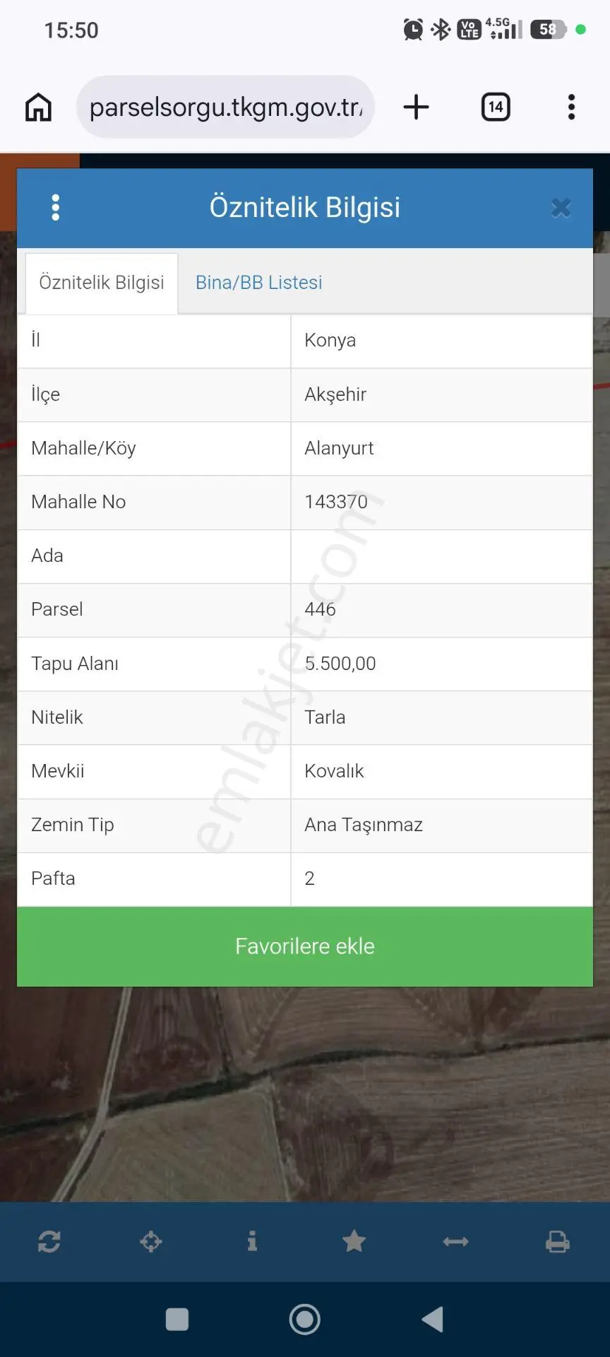 Sahibinden Satılık 5500 M Tarla