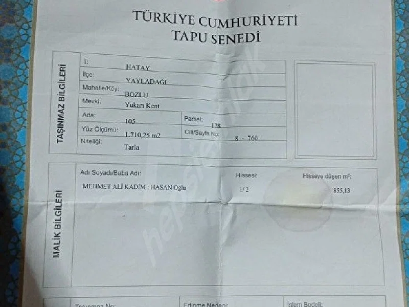 Hatay Yayladağı Bozlu Mahallesi