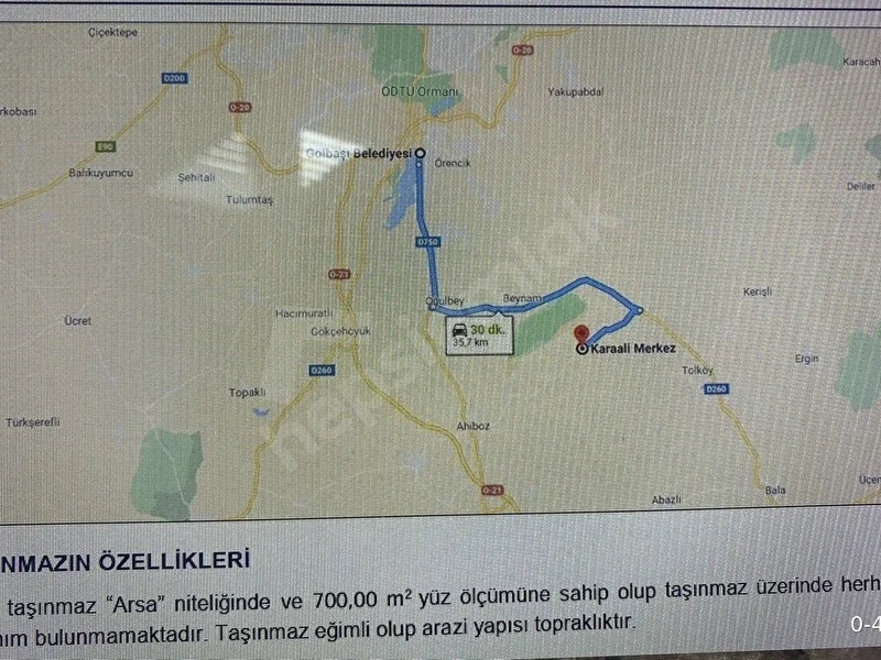 Sahibinden 700 m2 Arsa ( 630 M 3 Kat Çatı Hariç 9.50 M İmarlı )