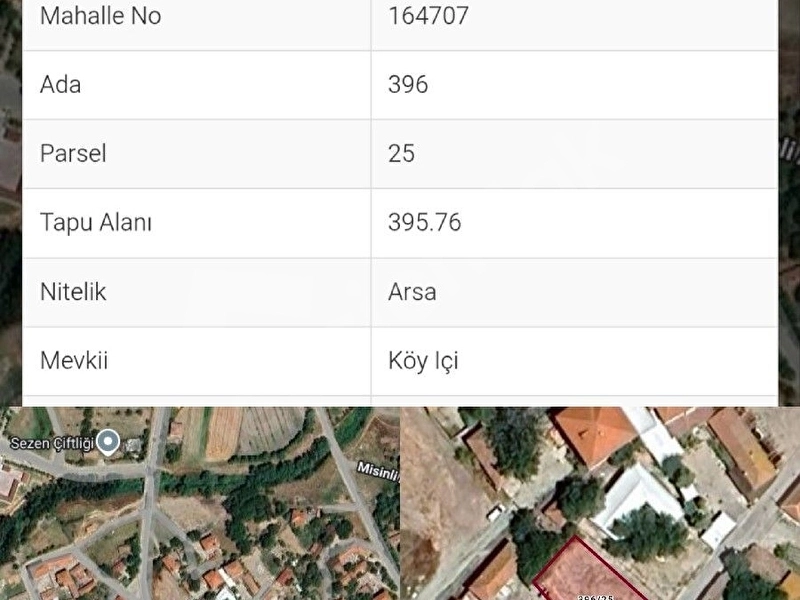 MİSİNLİ DE KÖY İÇİ İMARLI ARSA