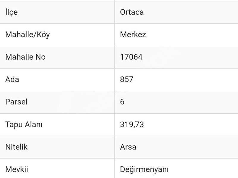 Muğla Ortaca Merkez 319,73 m² Satılık Arsa