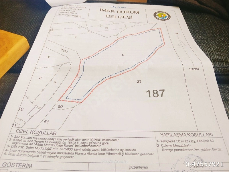 Sahibinden Müstakil İmar izinli 7 dönüm