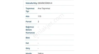 Sahibinden Kütahya Merkez, Demirciören Köyünde, Satılık Tarla, Bahçe
