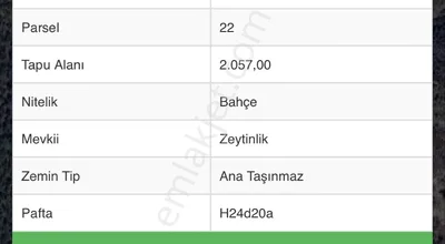 Sahibinden Yola Cephe 2057 M2 İmarlı Bahçe Yatırımlık Fırsat