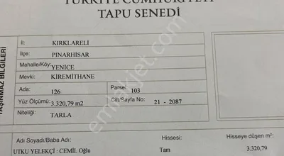 Sahibinden Acil Satılık Tek Tapu