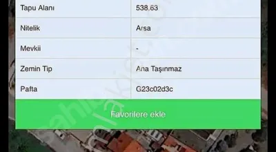 Sahibinden Sahibinden 538,63m2 Köşe Parsel