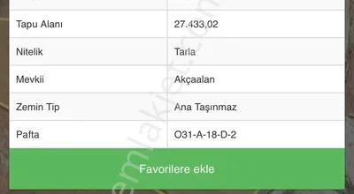 Sahibinden Mut Çömelek 27 Dönüm