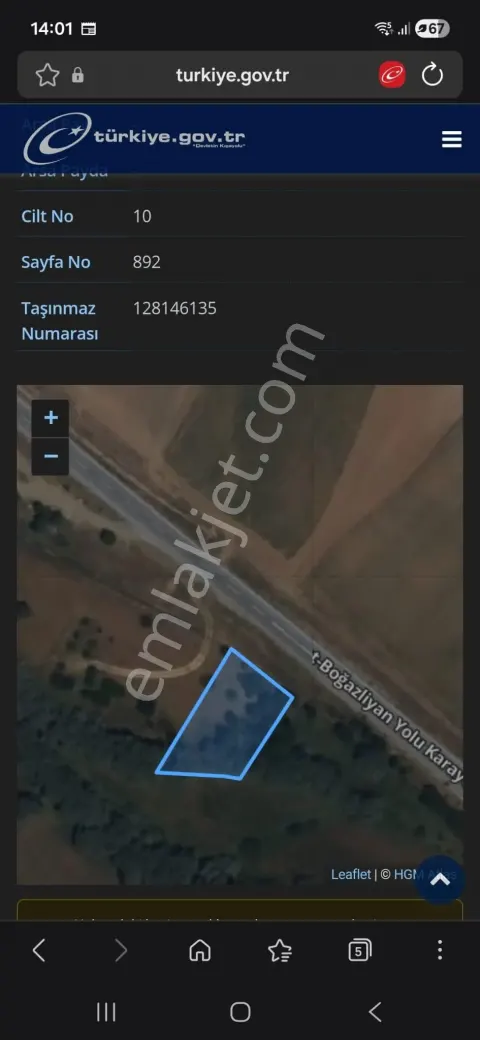 Sahibinden Yozgat Gökçekışla Köyü Yola Sıfır Yatırımlık Tarla