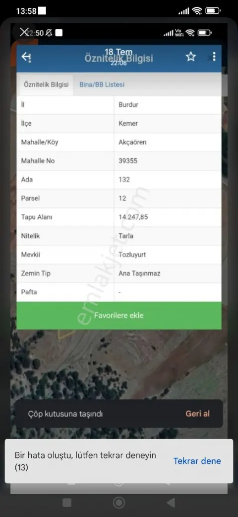 Sahibinden Burdur Kemer Akcaören Köyünde Satilik Tarla