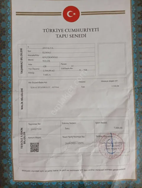 Sahibinden Satılık Tarla
