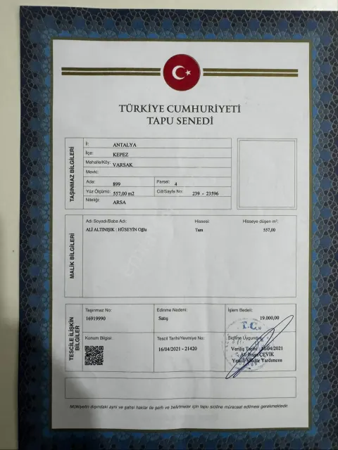 Sahibinden Antalya Kepez Arsa