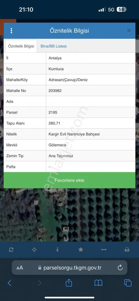 Sahibinden Adrasanda Tek Tapu Ev Yataklığı 280m