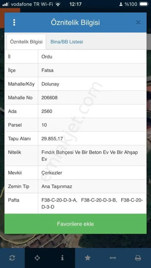 Sahibinden Fatsa Dolunay Mahallesi'nde 211 M² Satılık Hisseli Arazi Toplam Alan 29855metrekare