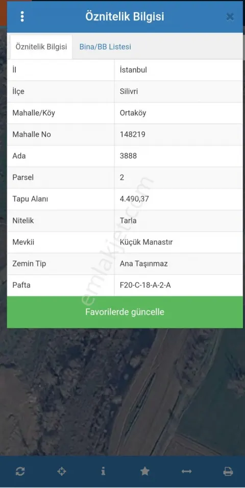 Sahibinden Silivri Ortaköy 300 Metre Hisse Tarla