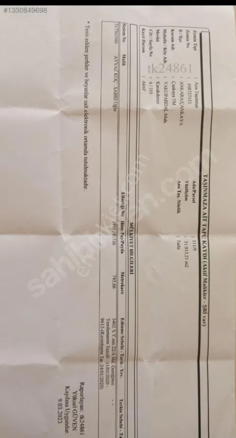 Sahibinden Çankaya Yakupabdal Mahallesi İmar İçindeayın!
