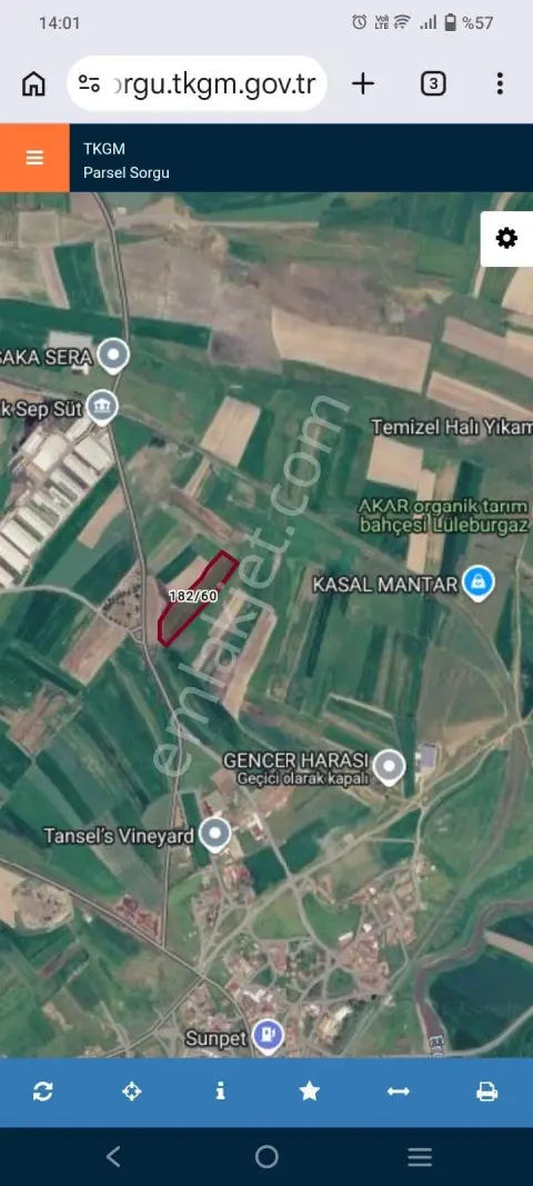 Sahibinden Lüleburgaz Ovacık’ta Ana Yola Yakın 365 M² Satılık Tarla Hissesi
