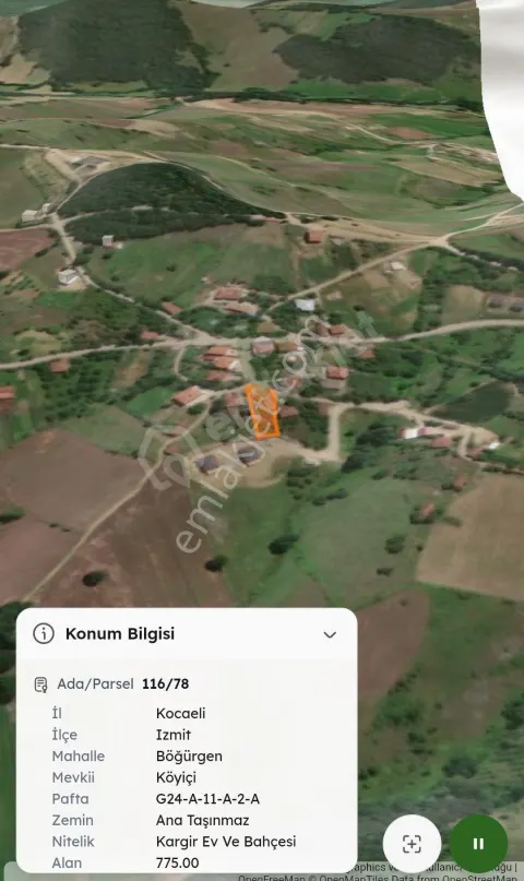 Sahibinden 775 M2 İmarlı Doğalgazlı