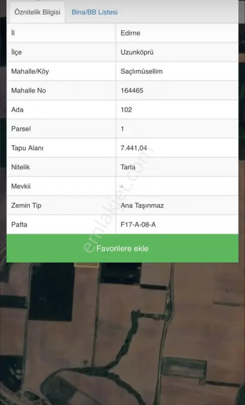 Sahibinden 7.5 Dönüm Satılık Tarla