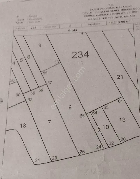 Sahibinden Edirneuzunköprübıldırköye Yakın 15.213.98 M2 Satılık Tarla