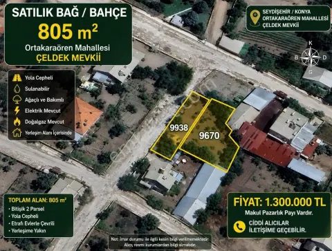 Sahibinden Ortakaraören Çeldek'te Yola Cepheli 805 M² Satılık Bağ