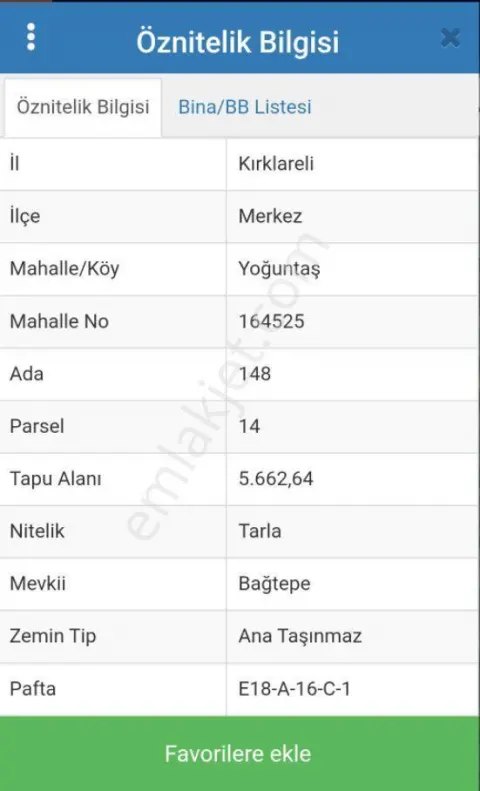 Sahibinden Kırklareli Merkez Yoğuntaş 5.662 M² Tarla