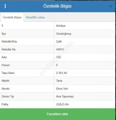 Sahibinden Antalya Gündoğmuş Çaltı'da Yatırımlık Arazi