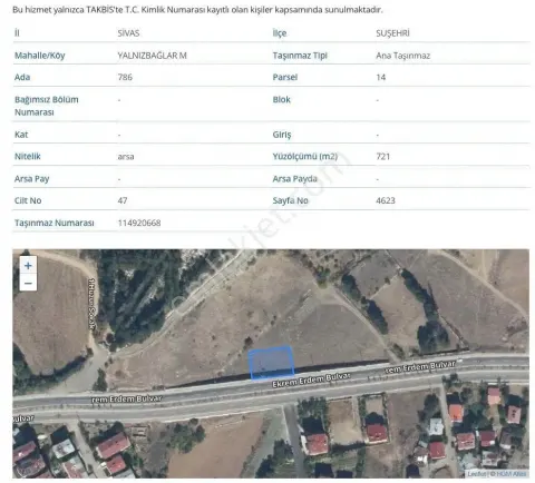 Sahibinden 4 Kat İmarlı Yalnızbağlar Mahallesinde Satılık Arsa