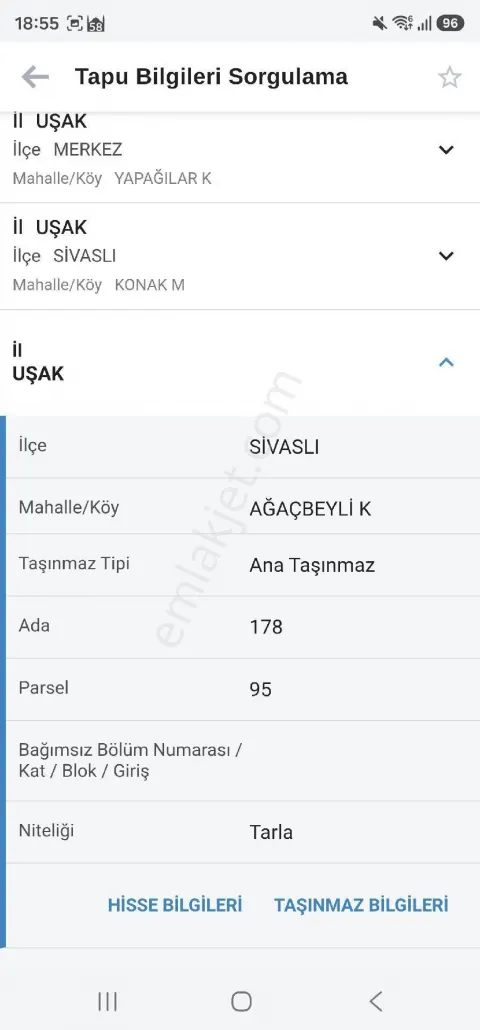 Sahibinden Uşak Sivaslida Tarla